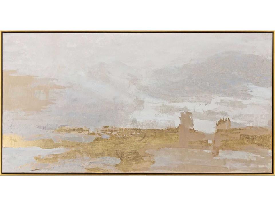 Sandstorm Gold Hand Embellished Canvas Wall Art with Floater Frame