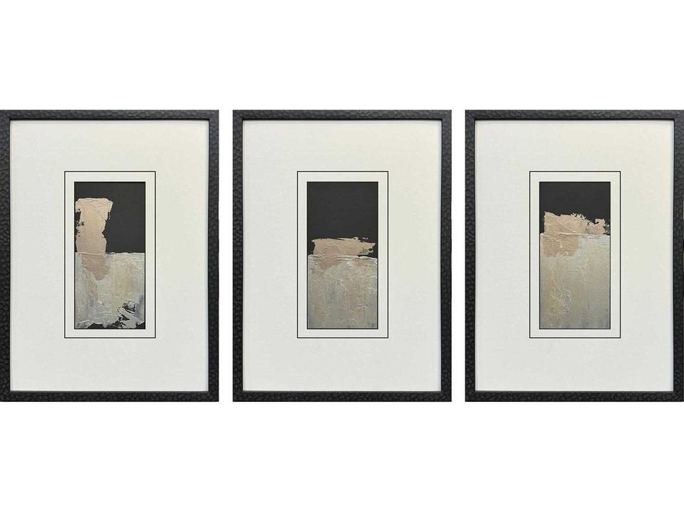 Abstract Reverie-I 3-Piece Framed Wall Art Set with Espresso Wood Frame