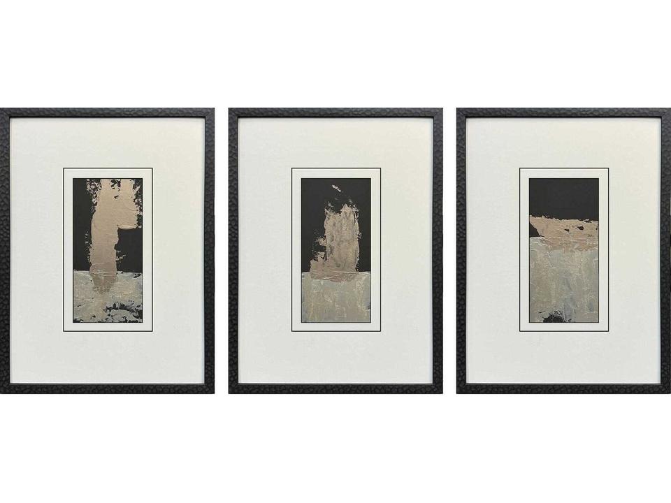 Abstract Reverie-II Hand Painted Mixed Media Wall Art Set of 3