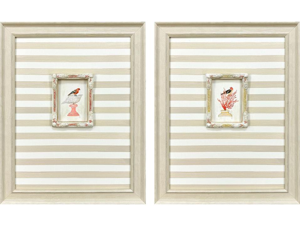 Underwater Collage II Framed Art Set of 2 with Ivory Wood Frames