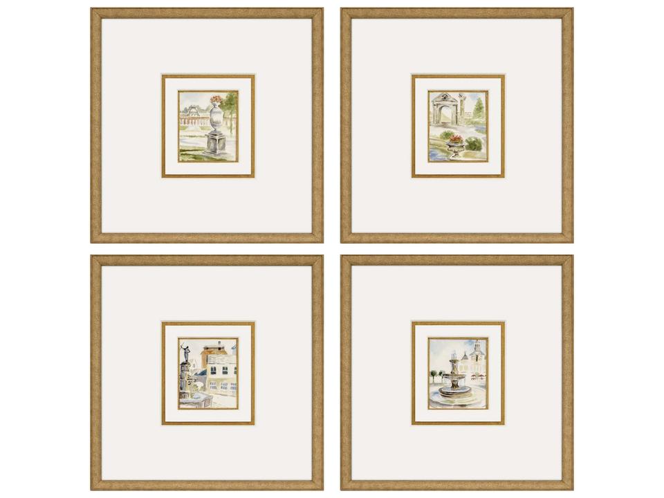 Fountains I Framed Art Set of 4
