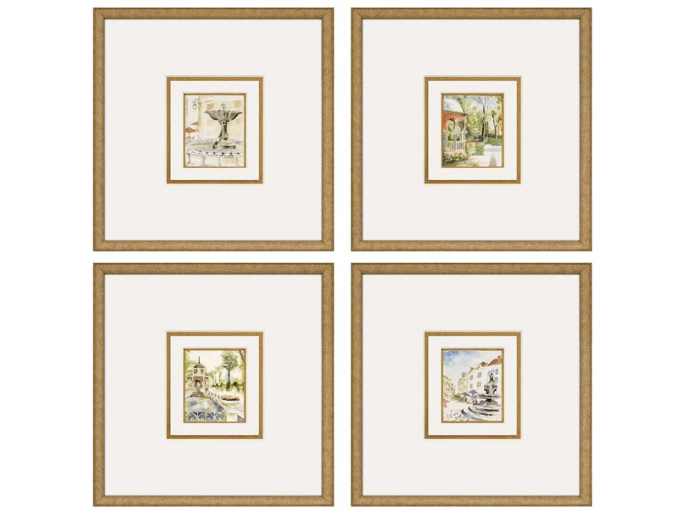 Fountains II Framed Art Set of 4