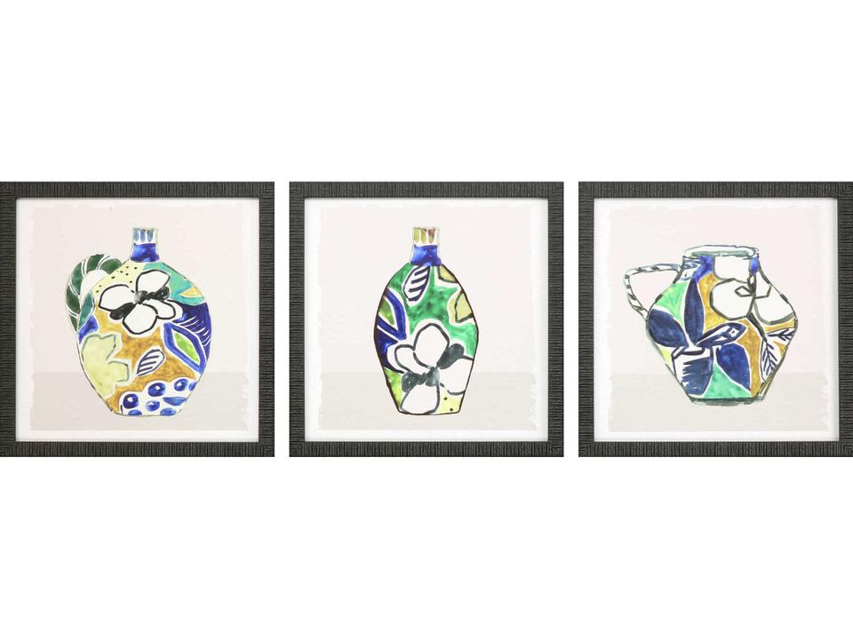 Architectural Beige Picasso Vase Shadow Boxes Set of 3
