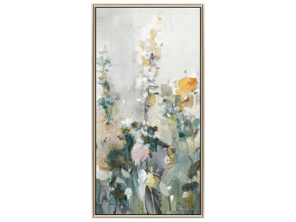Rustic Garden I Framed Canvas Wall Art in Warm Silver