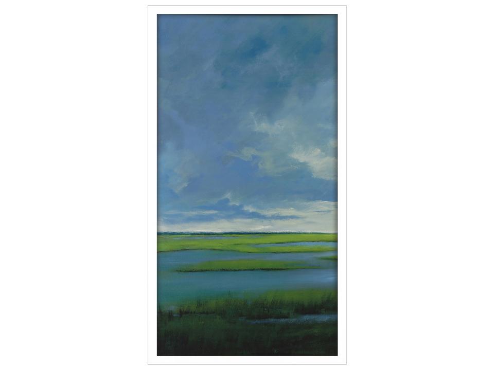 Wetland I Framed Giclee Wall Art in White Shadow Box Frame