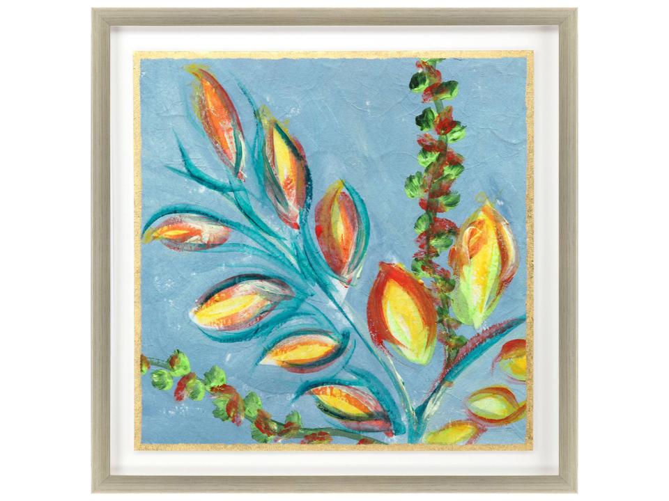 Sassy Botanica I Framed Giclee Wall Art in Antique Silver Leaf