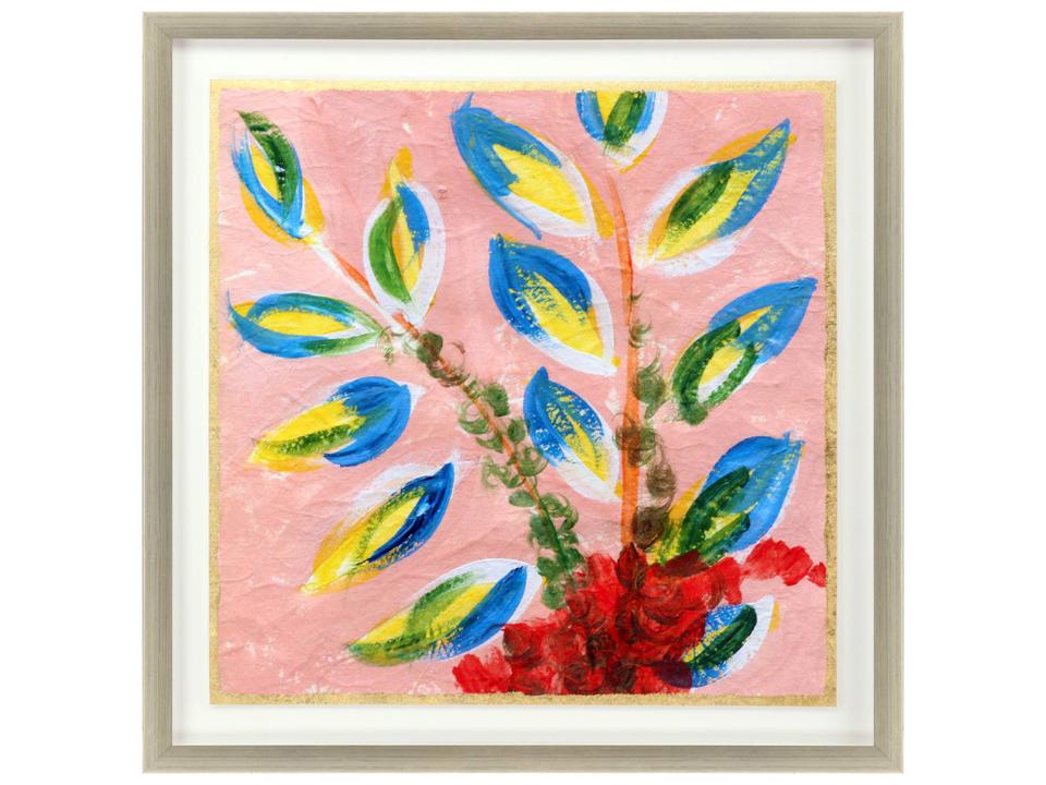 Sassy Botanica III Framed Giclee Wall Art in Antique Silver Leaf