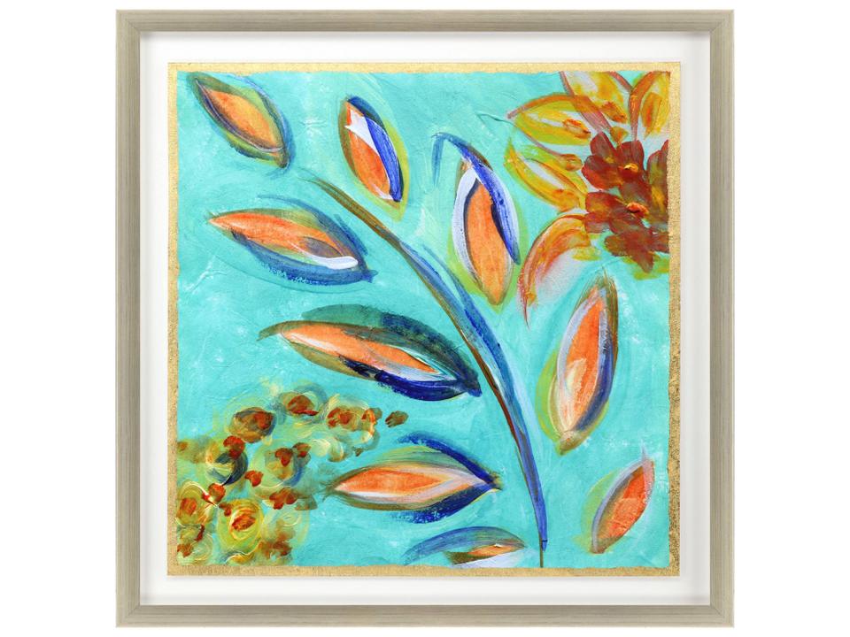 Sassy Botanica IV Square Canvas Wall Art with Gold Leaf Embellishment