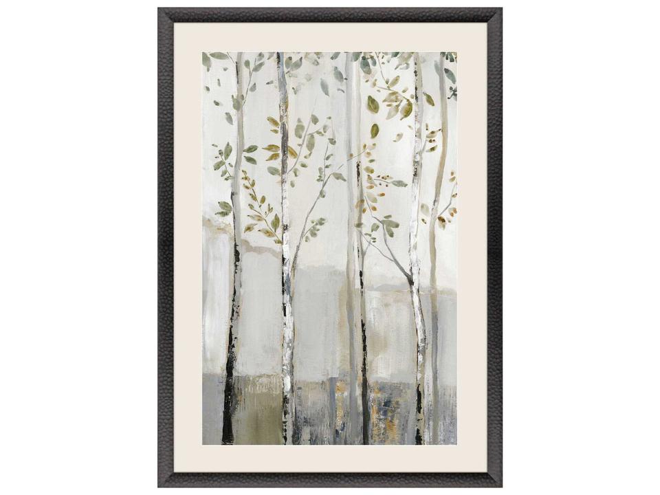 Blue Birch Serenade I Vertical Framed Art with Matte Black Wood Frame