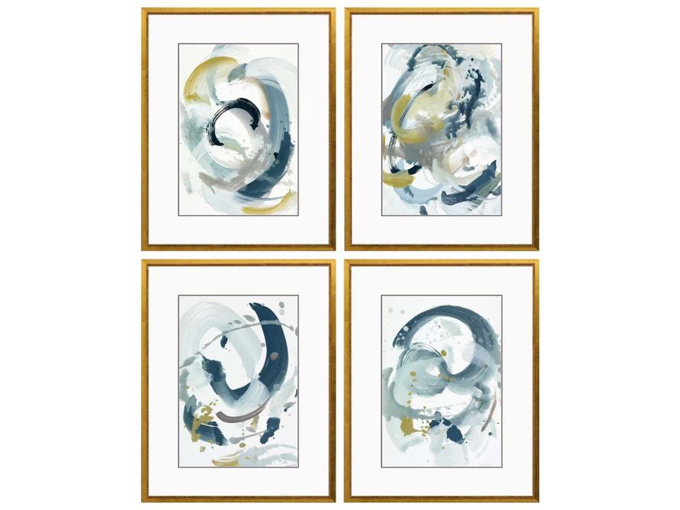 Centered on You Abstract Wall Art Set of 4 in Antique Gold Frame