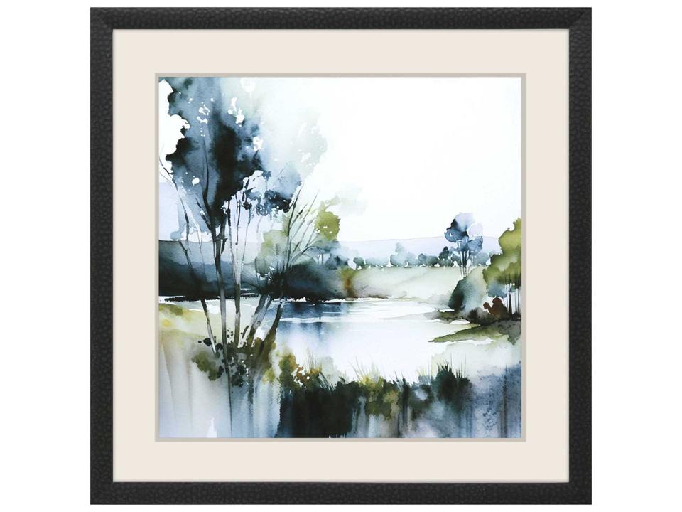 Waterside Wanderlust Calling Square Wall Art with Black Frame