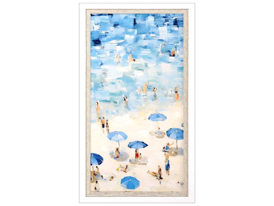 Framed Wall Art Aerial Beach II Blue Coastal Giclee with Lacquered White Frame
