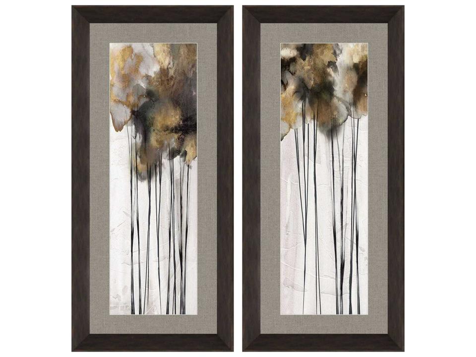 Inky Trees Framed Wall Art Set of 2 in Dark Wood Finish