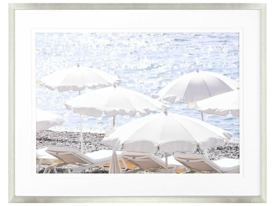 Okula Sea Shade Framed Giclee Wall Art with Silver Leaf Frame