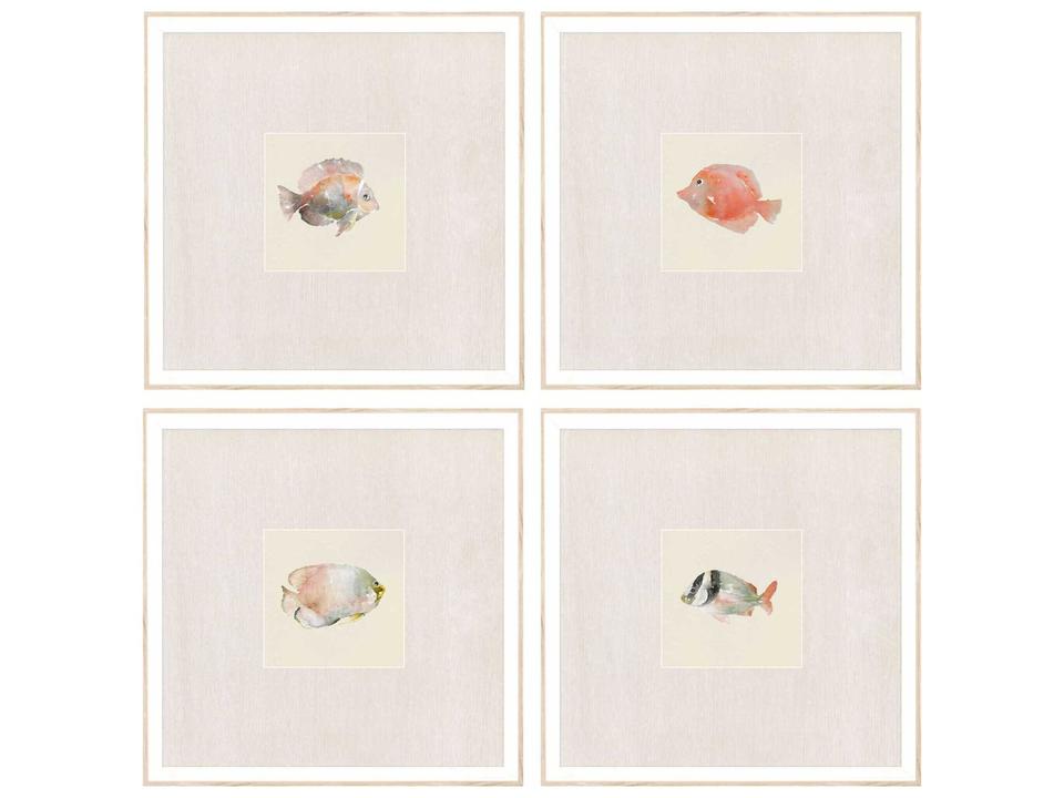 Coastal Medley Framed Giclee Wall Art Set of 4