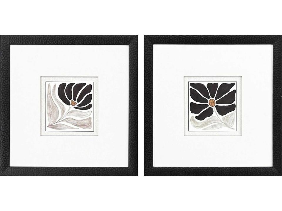 Florals Modern Petals Wall Art Set of 2 in Espresso and Gold Frame