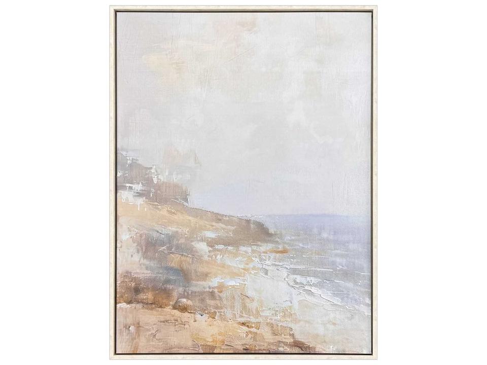 Waterside Hazy Beach Framed Canvas Wall Art by Petals