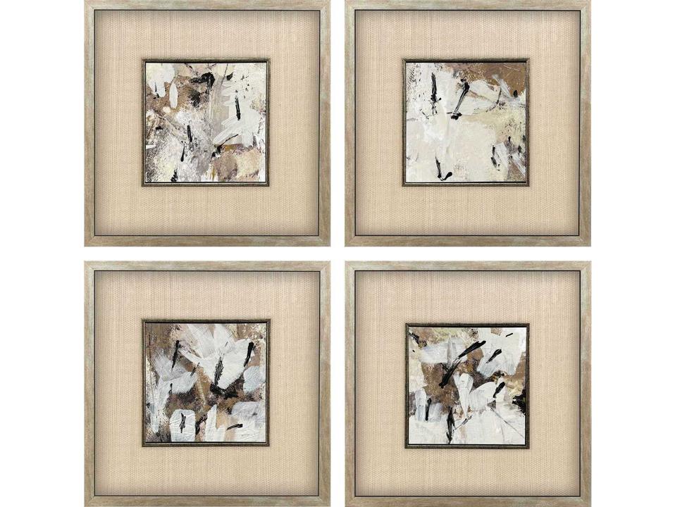 Abstract Taking Shape Wall Art Set of 4 in Antique Silver Frame