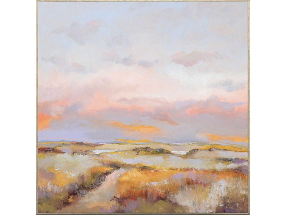 Landscapes Sky on Fire Framed Wall Art with Distressed Silver Frame