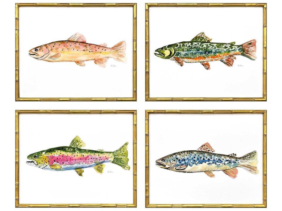 Art Colorful Trout Set of 4 Framed Wall Art