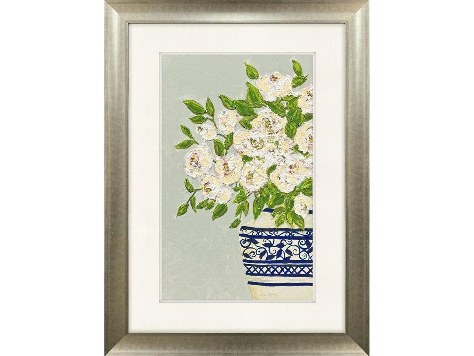 Floral Balance I Framed Giclee Wall Art in Champagne Gold