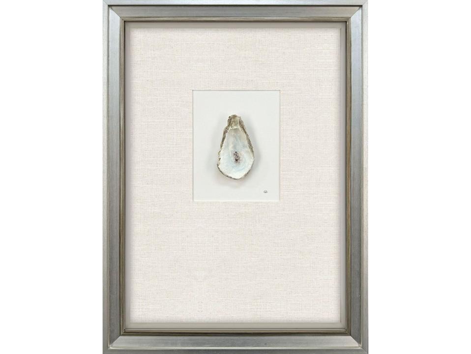 Oyster In Paradise I Shadow Box Wall Art with Silver Leaf Frame