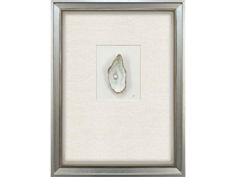Oyster In Paradise II Shadow Box Wall Art with Silver Leaf Frame