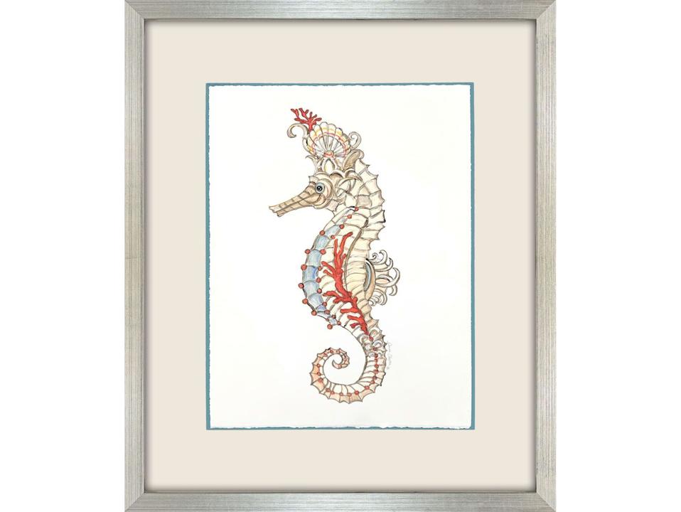 Framed Art Seahorse Celebration II Giclee with Silver Leaf Frame