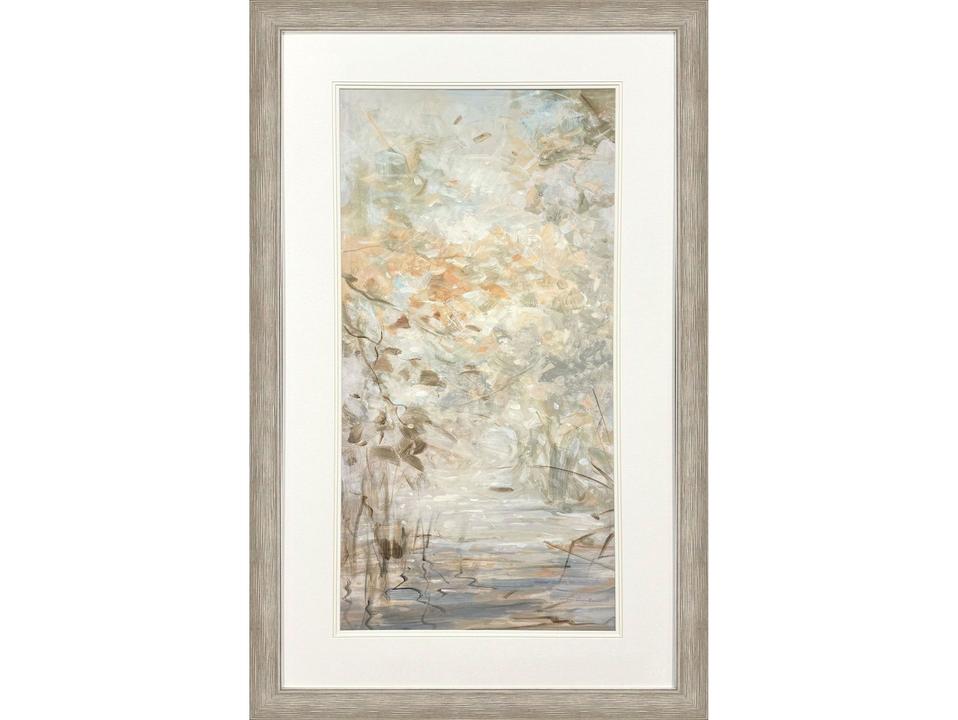 Framed Art Illuminated Landscape II with Distressed Silver Frame