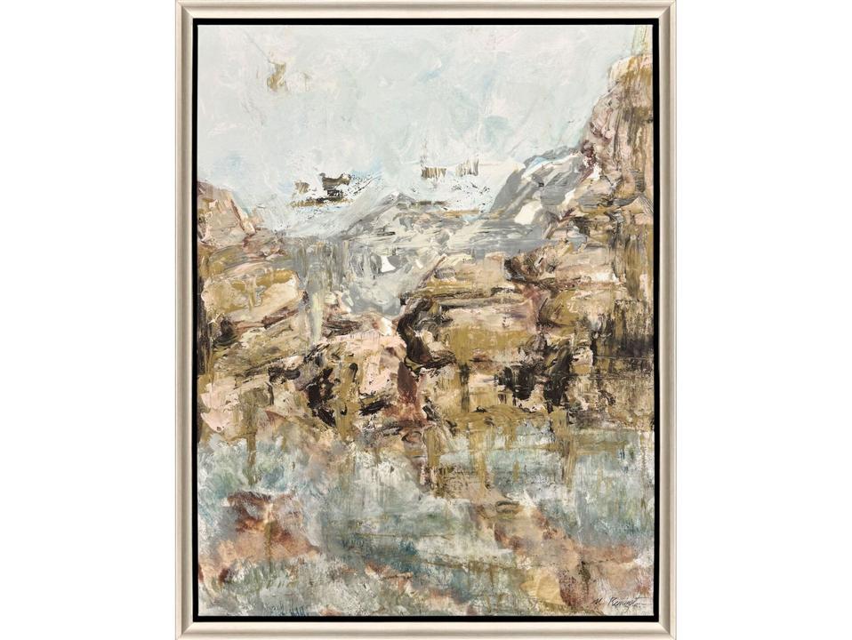 Rocky Reflections Ascent Canvas Wall Art with Silver Floater Frame
