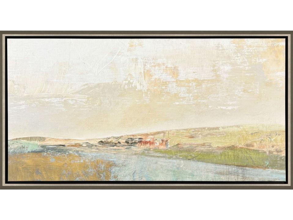 Long Lines Transitional Canvas Wall Art in Champagne Gold Floater Frame