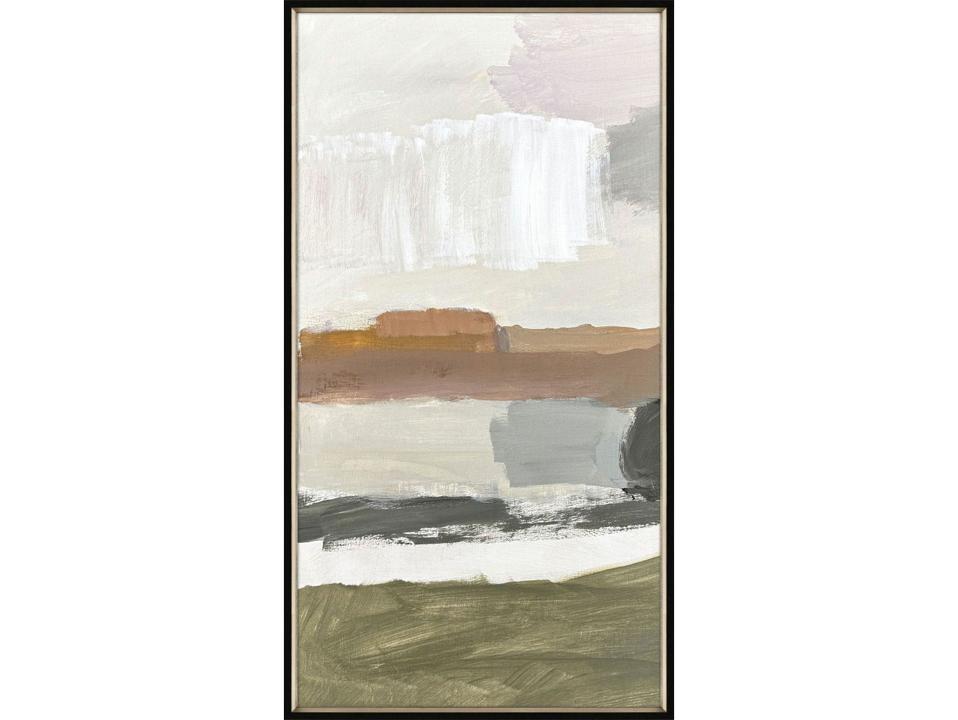 Westward I Abstract Landscape Framed Art with Distressed Silver Leaf Frame