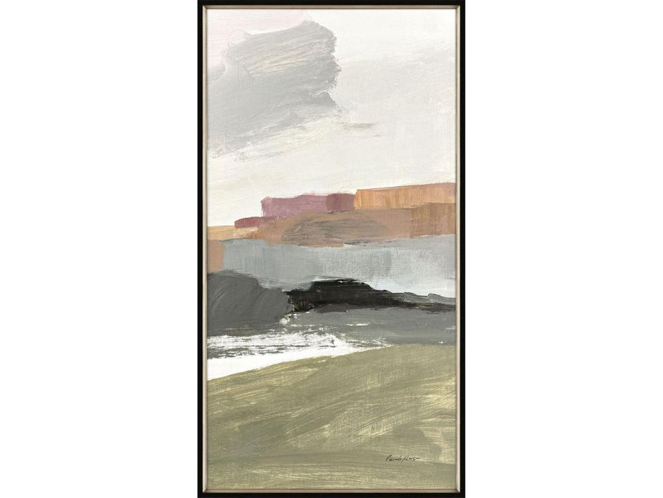 Westward II Framed Art Abstract Landscape with Distressed Silver Leaf Frame