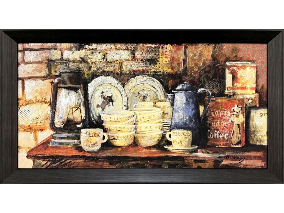 General Store III Canvas Wall Art with Dark Wood Finish Frame