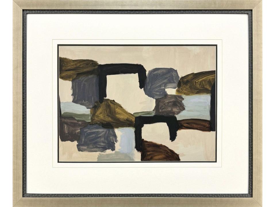 Mot Juste Geometric Framed Art in Antique Silver Leaf Wood