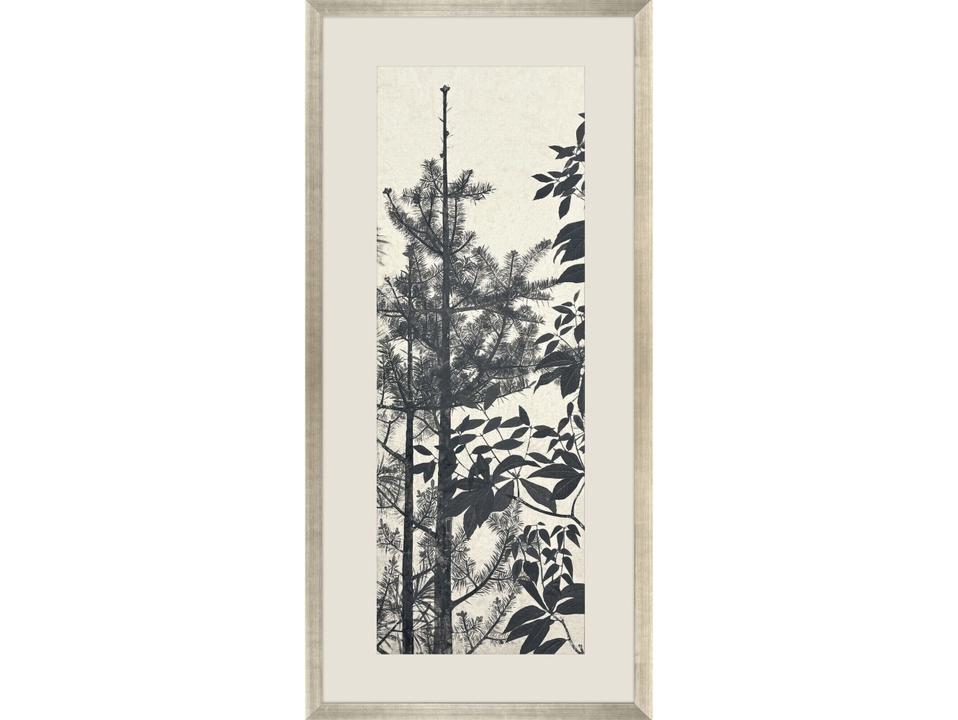 Forest Vista III Framed Wall Art with Antique Silver Leaf Wood Frame