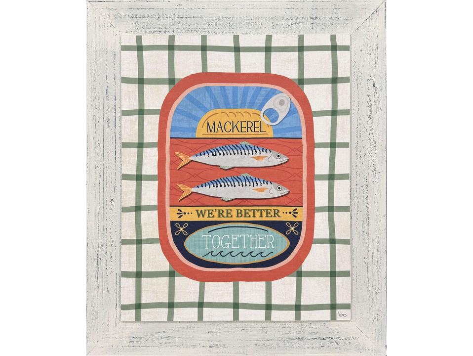 Tasty Tins II Framed Art with White Distressed Wood Frame