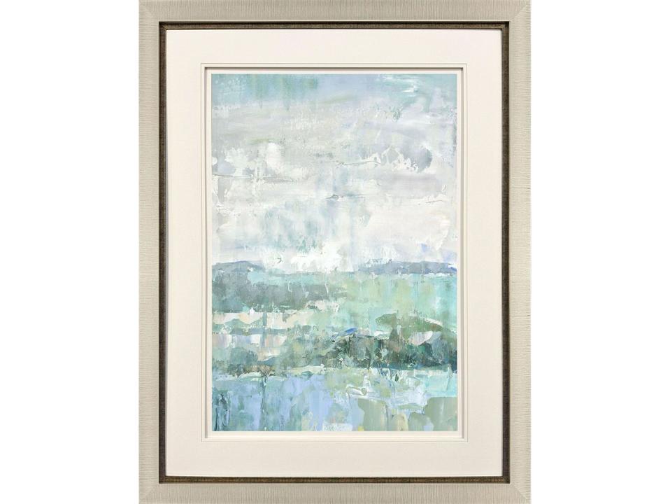 Serene I Abstract Coastal Framed Art with Champagne Gold Molding
