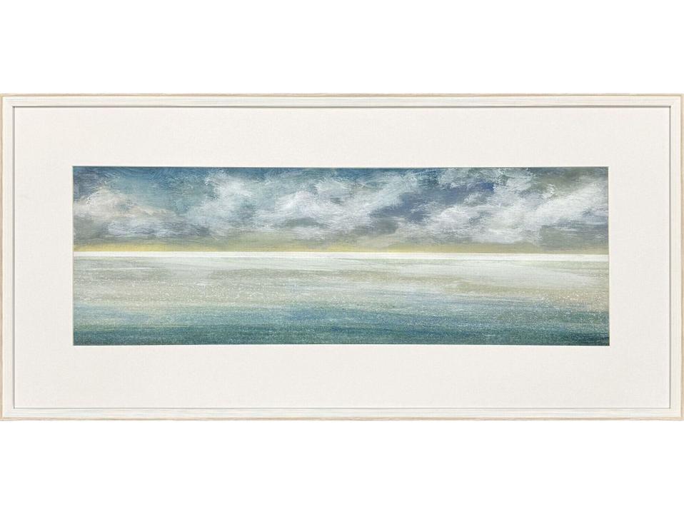 Marine Mist I Framed Art Coastal Seascape with White Wood Frame