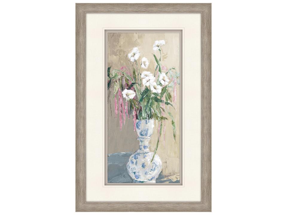 Elegance Unfolded I Framed Wall Art with Distressed Silver Frame