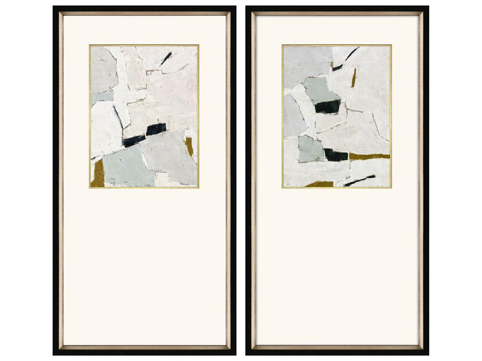 Zen Interactions I Abstract Framed Art Set of 2 with Wood Frame