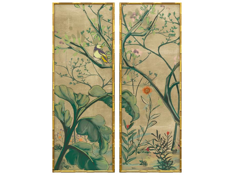Gold Chinoiserie I Framed Art - Set of 2