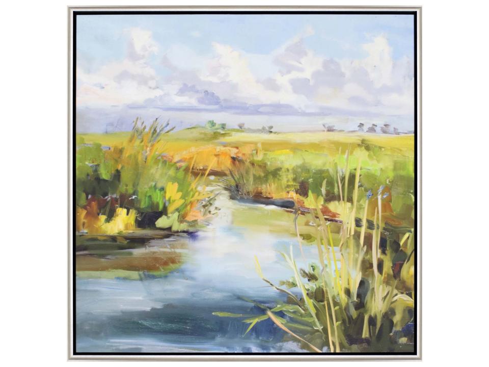 Hallock Afternoon Skies Canvas Wall Art with Silver Floater Frame