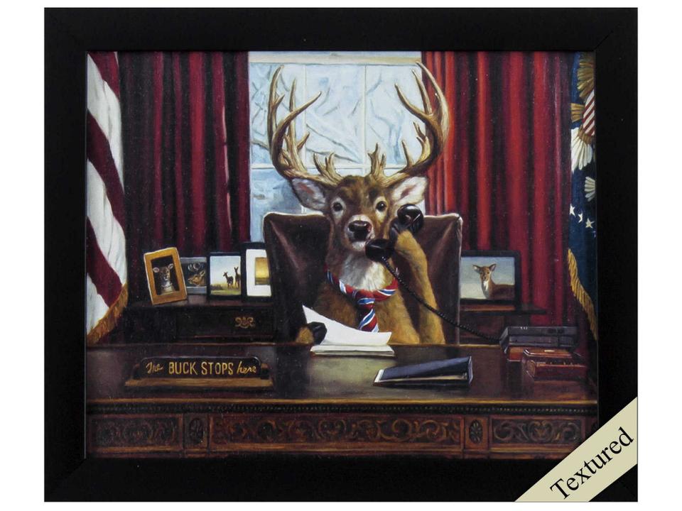 The Buck Stops Here Framed Giclee Animal Art Print 11 x 9 Inch