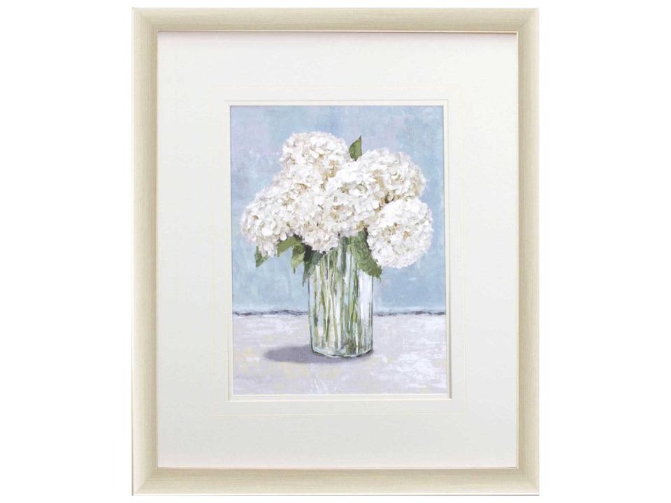 Hydrangeas in Vase II Framed Art with Champagne Gold Frame