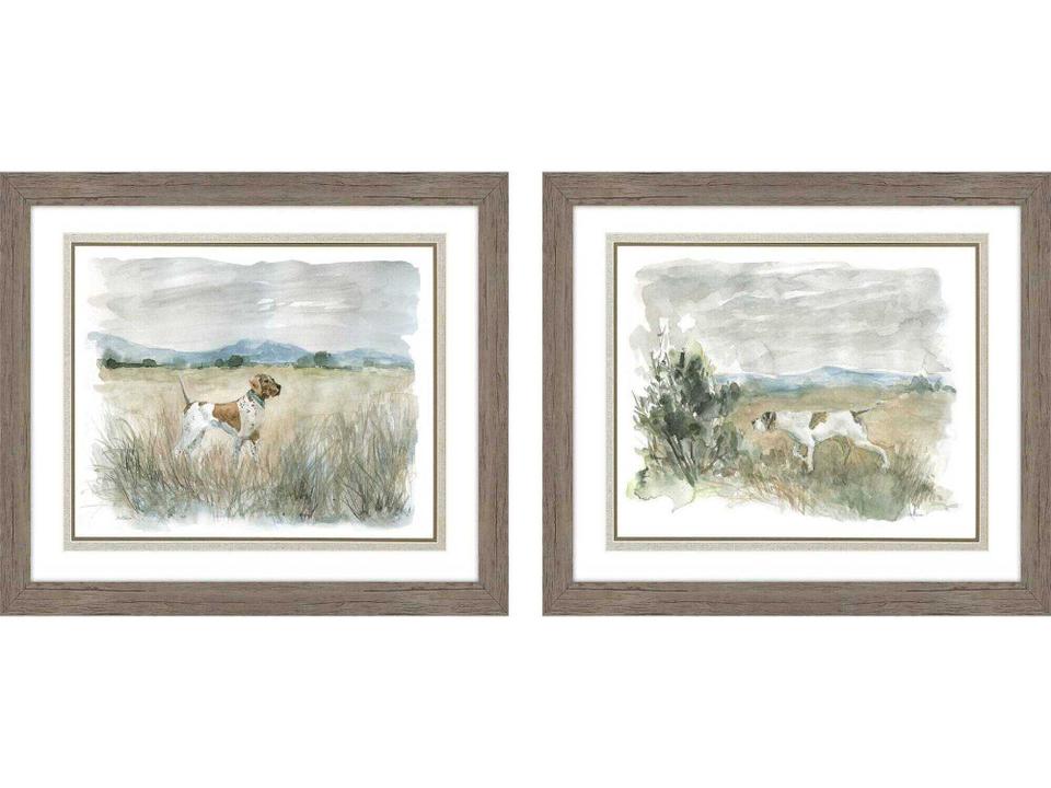 Animals Lookout on Point 2-Piece Framed Wall Art Set in Distressed Wood Finish