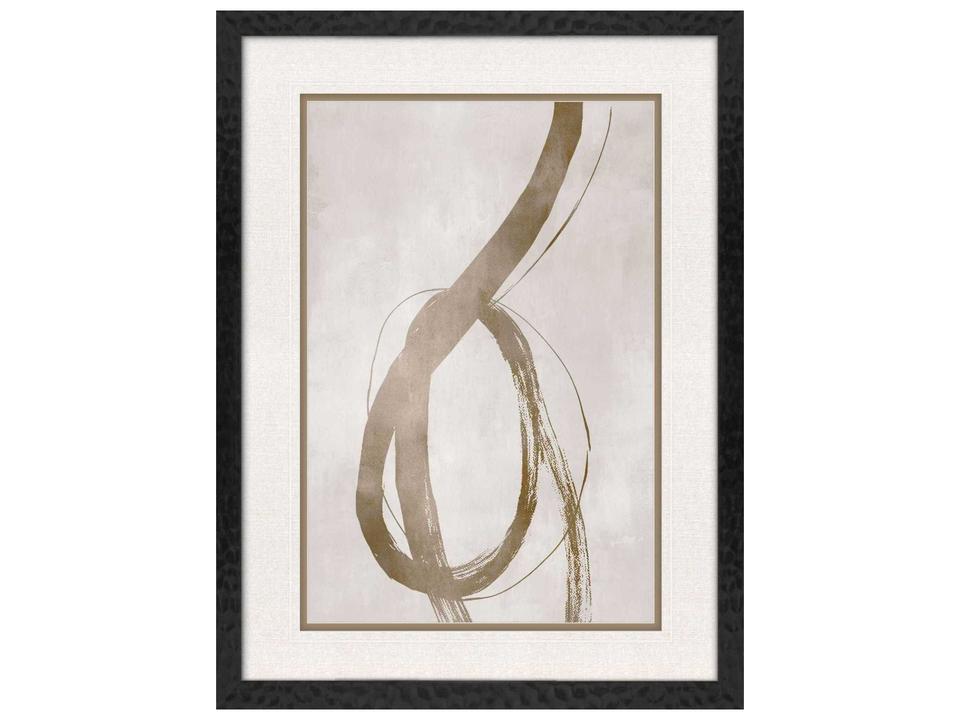 Winding Paths Framed Abstract Wall Art with Metallic Brushstrokes
