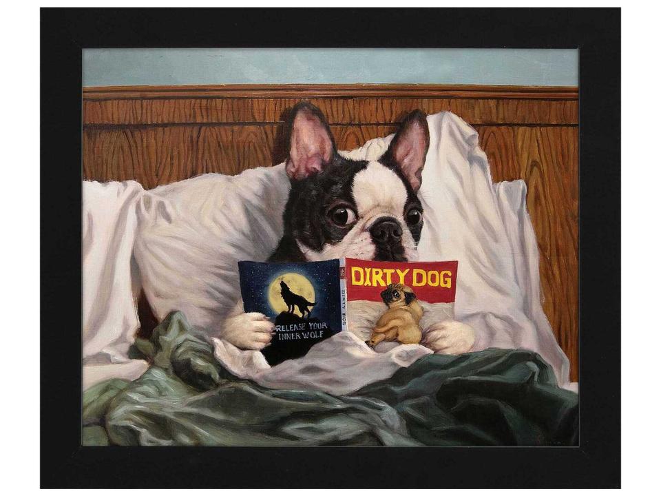 Dirty Dog Humorous Animal Print Framed Wall Art