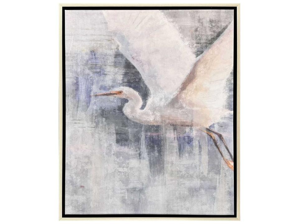 Animals Glacier Heron-II Giclee Canvas Wall Art with Silver Floater Frame