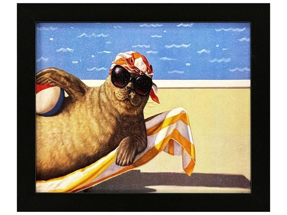 Bathing Beauty Wall Art with Enhanced Gel Finish and Black Frame